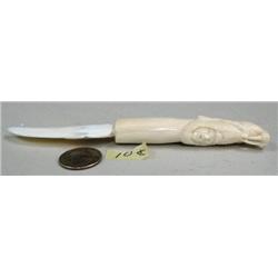 CHOICE on 2 ivory letter openers: walrus and man's face (114)