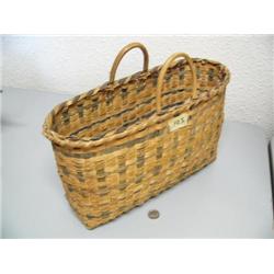 Basket with handle- 13" tall and 18" long, plaited cedar (3)