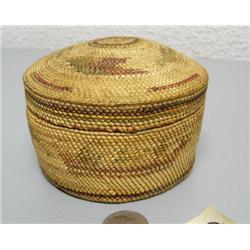 Very tightly woven early Makah Northwest coast Indian basket ca. 1920- in excellent condition (3)