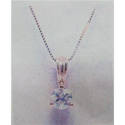 Diamond Pendant and Chain, 14 K yellow gold- diamond is round brilliant cut, approx. 0.38 carats, I1