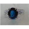Image 1 : Sapphire and Diamond Lady's Ring, 14 K white gold- sapphire is oval, faceted, approx. 2.85 carats, t