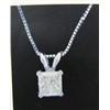 Image 1 : Diamond Pendant and Chain, 14 K white gold- diamond is princess cut, approx. 0.53 carats, Si3 clarit