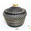 Image 1 : 5" baleen basket with walrus ivory man's face finial by Julian Rentgiger from Barrow, Alaska, 547f (