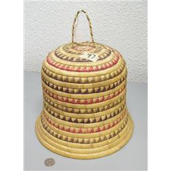 Extremely rare Hooper Bay hand woven grass bell with shell ringer- 9-1/2" height (3)