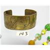 Image 2 : Glass bead necklace and made brass bracelet with seal etchings (3)