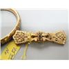 Image 2 : Lot of 2: 14 K gold bangle bracelet; Victorian 14 K gold pin with black enameled inlay (3)
