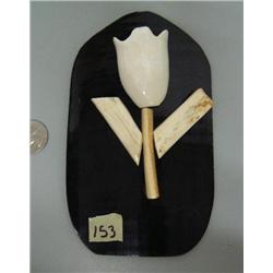 Whale bone and ivory flower by Denny B. Aheya- 7-1/2" (124)