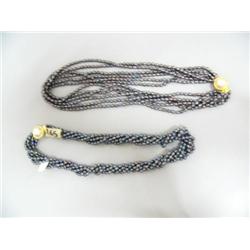 2 multitrand black freshwater pearl necklaces- 18" (2)