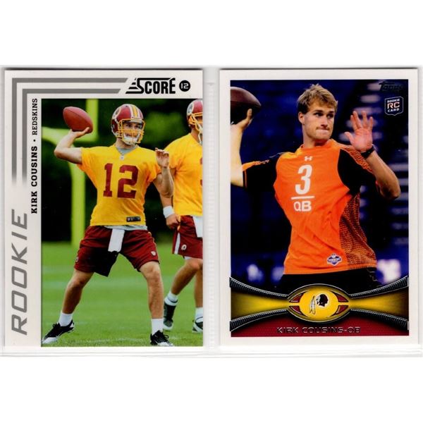 Lot of 2 Kirk Cousins Rookie Cards Panini Score #343 and Topps #326