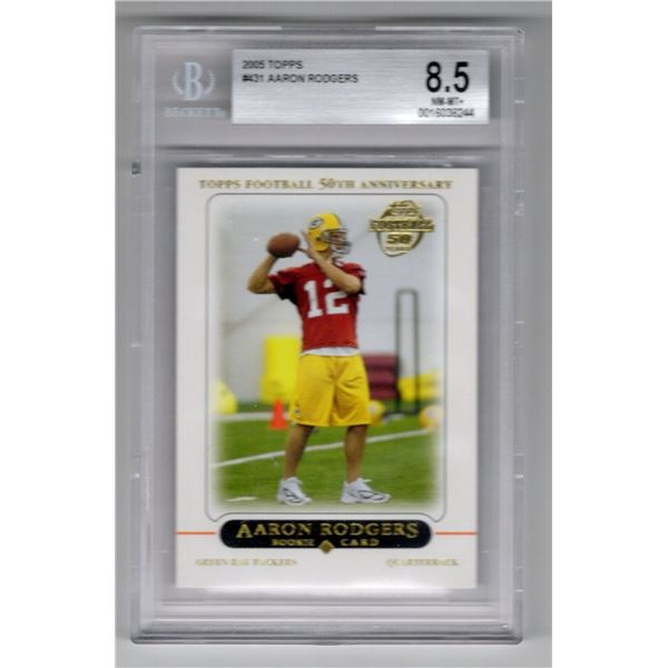 Aaron Rodgers Rookie Card 2005 Topps 50th Anniversary Graded BGS 8.5 NM-MT #431