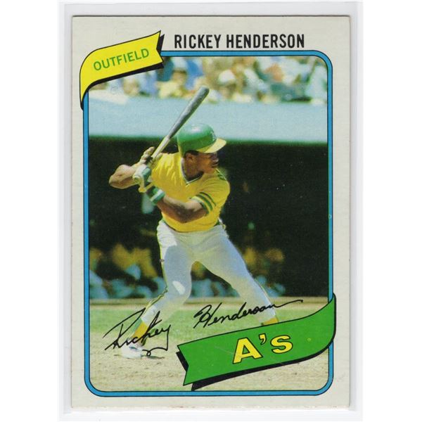 4 Rickey Henderson Cards Including a ROOKIE CARD: 1980 Topps Card number 482 1981 Donruss Card numbe