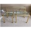 Image 1 : Brass & Glass  Bevelled Glass Side Tables & End Tables 47L x 15D x 27T Set Of 3