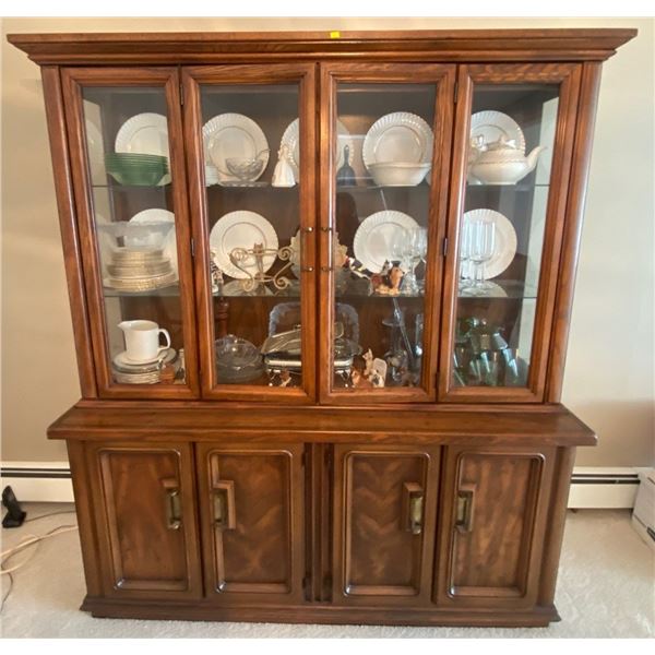Oak China Cabinet With Lights 64L x 19D x 71T