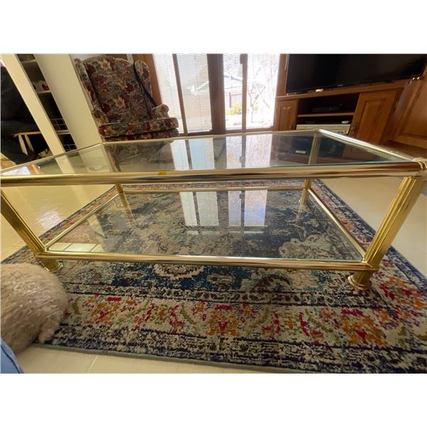 Brass & Bevelled Glass Coffee Table 48L x 24W x 17T