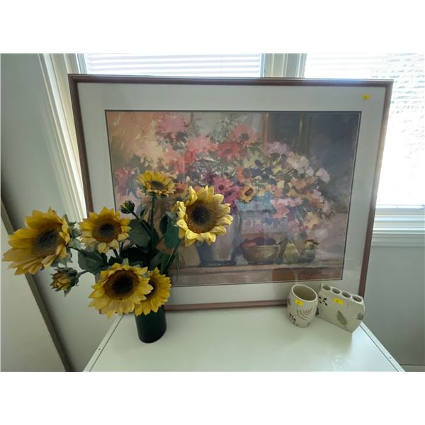 Silk Sunflowers Floral Print Flower Tooth Brush Holder