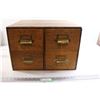 Image 1 : Quarter Cut Oak 4-Drawer File Holder with Brass Handles - 19" x 17" x 13"