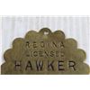Image 2 : Regina 1929 Brass Licensed Hawker Plate Tag