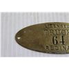 Image 2 : Regina 1934 Oval Licensed Plate Brass Truck Plate Tag