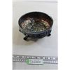 Image 1 : Black Amethyst Imperial Carnival Glass Footed Bowl Fernery - 7 1/2" Wide, Has Chip