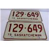 Image 3 : (2) Pairs Saskatchewan 1975 License Plates