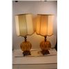 Image 1 : *(2) Vintage Mid Century Amber Glass Lamps in Complete Working Condition (One Shade Has Staining & O