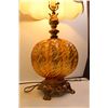 Image 8 : *(2) Vintage Mid Century Amber Glass Lamps in Complete Working Condition (One Shade Has Staining & O