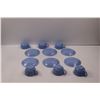 Image 6 : (6) Pyrex Delphite Blue Tea Cups & Saucers - One Cup Has Chip On Bottom