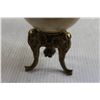 Image 4 : Vintage Large Alabaster Egg on 3-Legged Brass Elephant Stand and Brass Finial