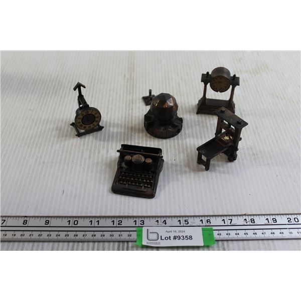 (5) Miniature Brass Pencil Sharpeners