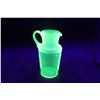 Image 1 : Victorian Circa 1890's Vaseline / Uranium Glass Small Threaded Pitcher - 6 1/2" Tall