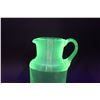 Image 2 : Victorian Circa 1890's Vaseline / Uranium Glass Small Threaded Pitcher - 6 1/2" Tall