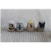 Image 2 : (8) Decorated Thimbles, Pair of Blue Mountain-esque Salt and Pepper Shakers - Cat has Small Chips