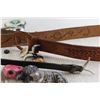 Image 8 : (2) Belts, Saskatchewan Roughriders Pin, Assorted Trinkets