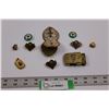 Image 1 : Vintage Military / Boy Scout Pins, Locket, Catholic Cross/Metals & Brass Belt Buckle
