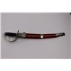 Image 10 : Short Sword Saber w/Wood Handle, Steel Basket Guard & Red Velure Covered Sheath - Made in India