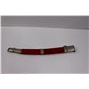Image 8 : Short Sword Saber w/Wood Handle, Steel Basket Guard & Red Velure Covered Sheath - Made in India