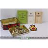 Image 1 : Tin of Misc. (20+) Military Buttons, (2) Medal Regulation Books, Coat of Arms Book