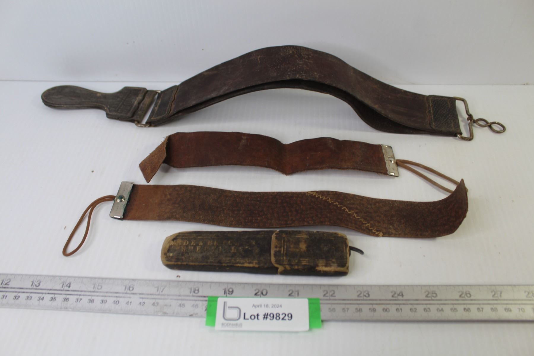 Antique Straight Razor in Box, (3) Razor Strops - Bodnarus Auctioneering