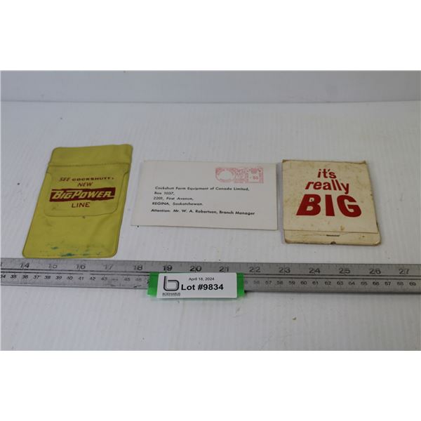 Cockshutt Memorabilia - Pocket Protector, Envelope, Large Matchbox