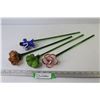 Image 1 : (4) Blown Glass Ornamental Long Stemmed Flowers