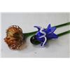 Image 4 : (4) Blown Glass Ornamental Long Stemmed Flowers