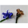 Image 5 : (4) Blown Glass Ornamental Long Stemmed Flowers