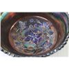 Image 2 : Vintage Carnival Glass Sauce Bowl - Cobalt Blue - Butterfly & Berry