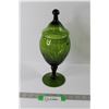 Image 1 : Vintage Green Glass Candy Dish - 12"