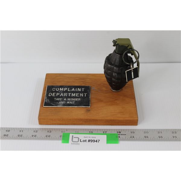 Funny Complaint Department Grenade Desk Decor