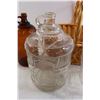 Image 3 : Wicker Basket, (3) Glass Jugs