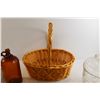 Image 5 : Wicker Basket, (3) Glass Jugs