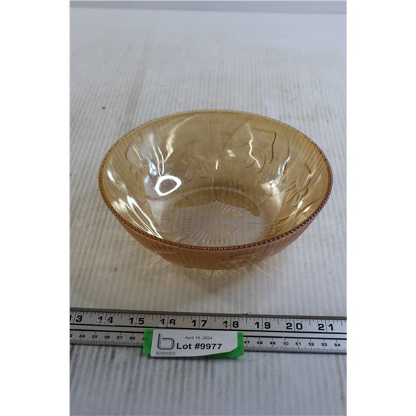 Marigold Depression Glass Iris & Herringbone Bowl