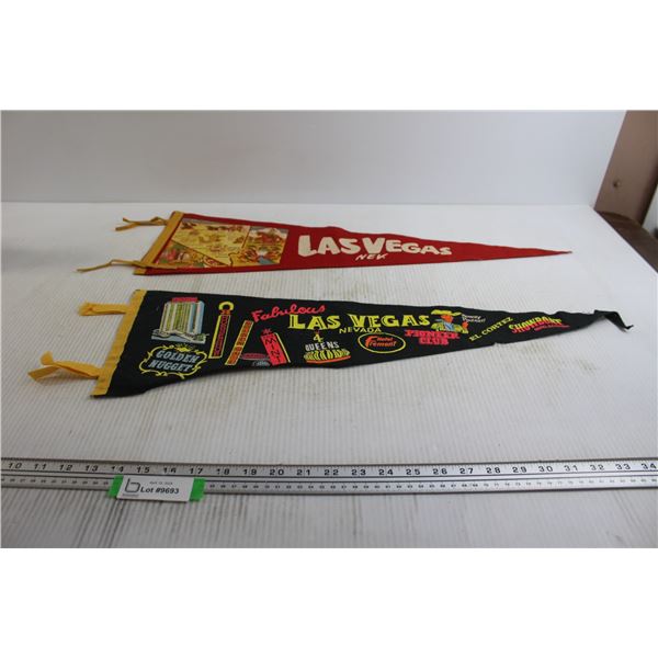 (2) Las Vegas Pennants - Largest Measures 27" x 8 3/4"