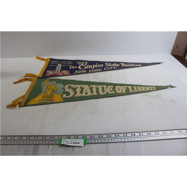 Statue of Liberty and Empire State Building Pennants - Largest Measures 27" x 9"